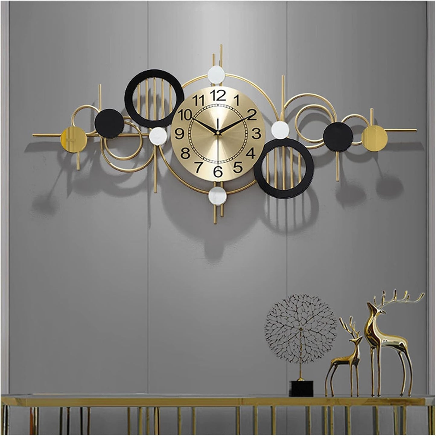 Floral Design Metal Wall Clock Decor