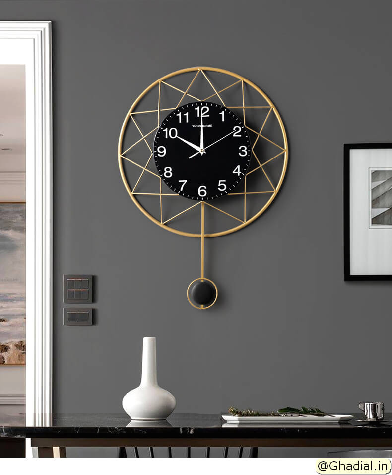 Floral Design Metal Wall Clock Decor