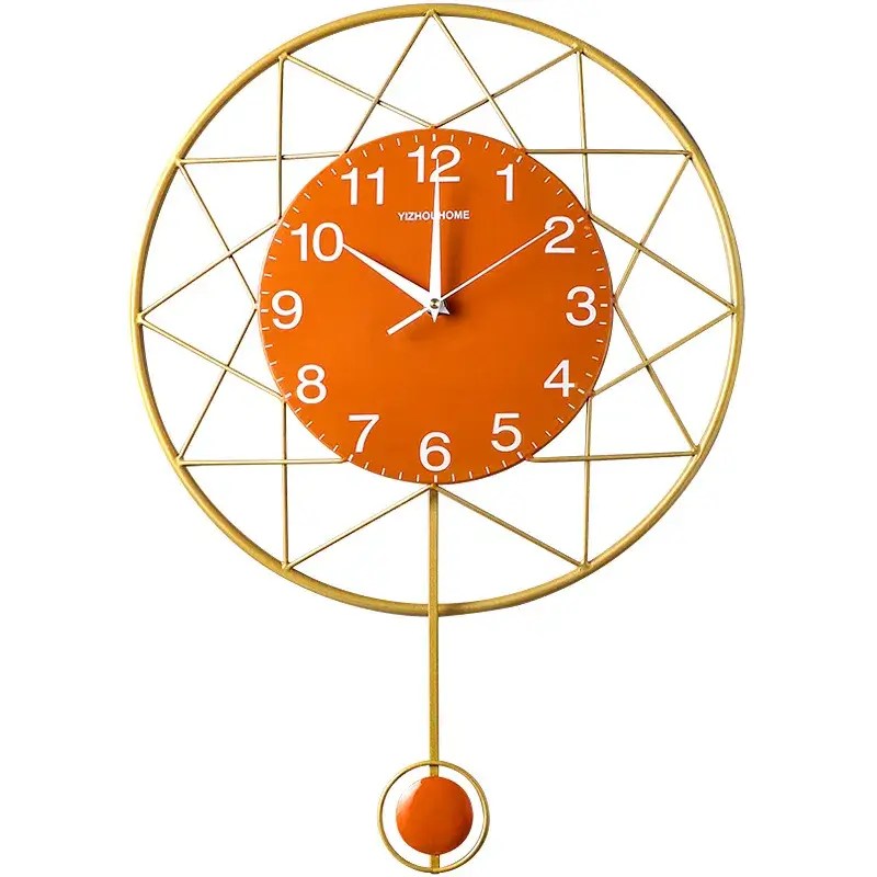 Floral Design Metal Wall Clock Decor