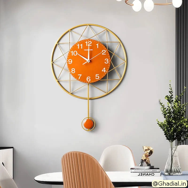 Floral Design Metal Wall Clock Decor