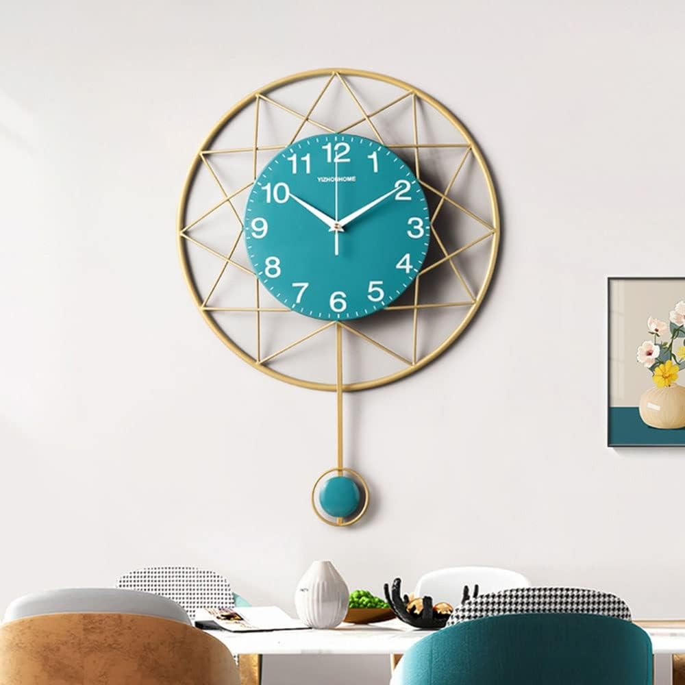 Floral Design Metal Wall Clock Decor