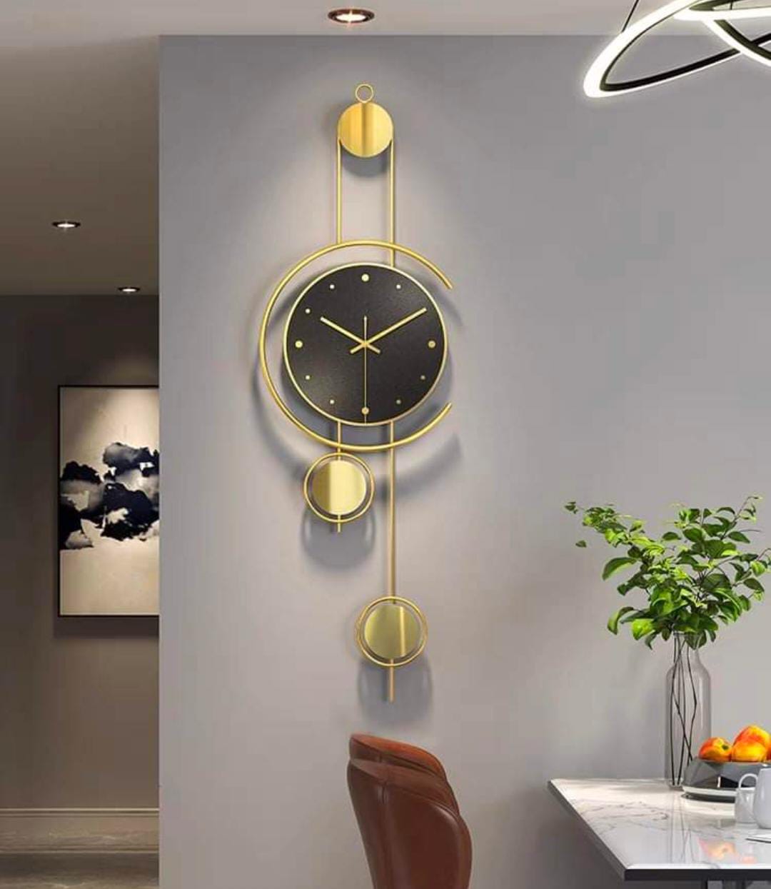 Floral Design Metal Wall Clock Decor