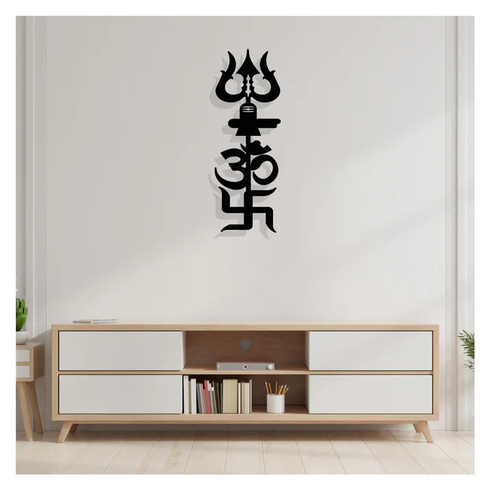 Om Trishool Hindu Deity Metal Wall Art