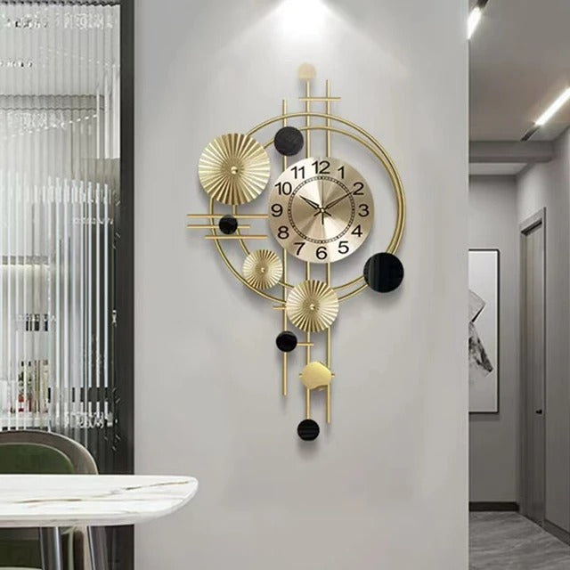 Floral Design Metal Wall Clock Decor