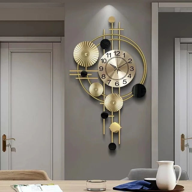 Floral Design Metal Wall Clock Decor