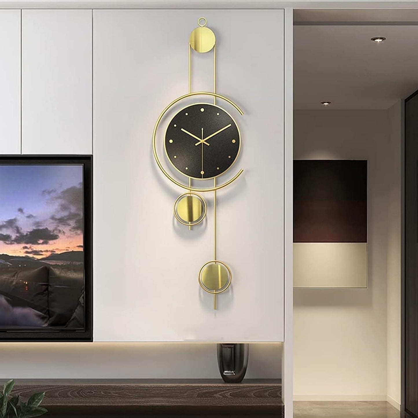 Floral Design Metal Wall Clock Decor