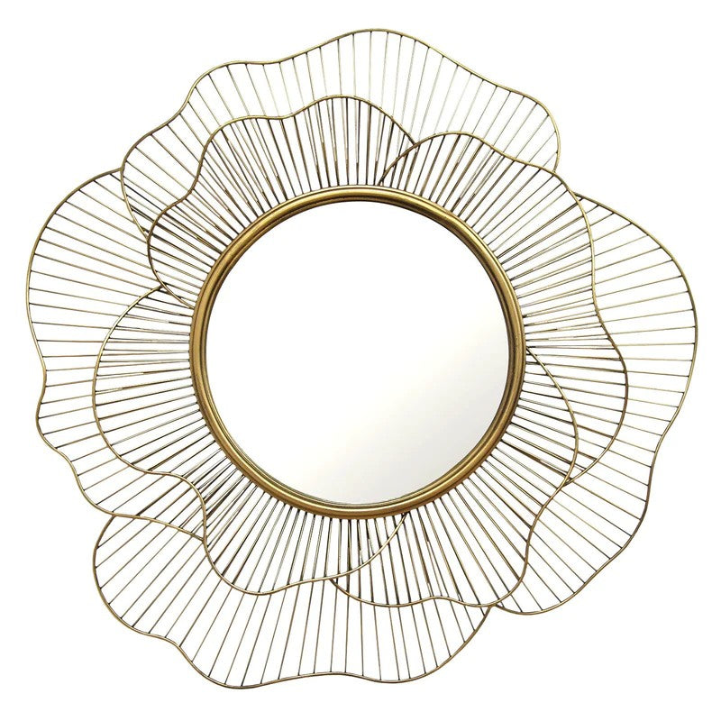 Floral Design Metal Wall Mirror Decor