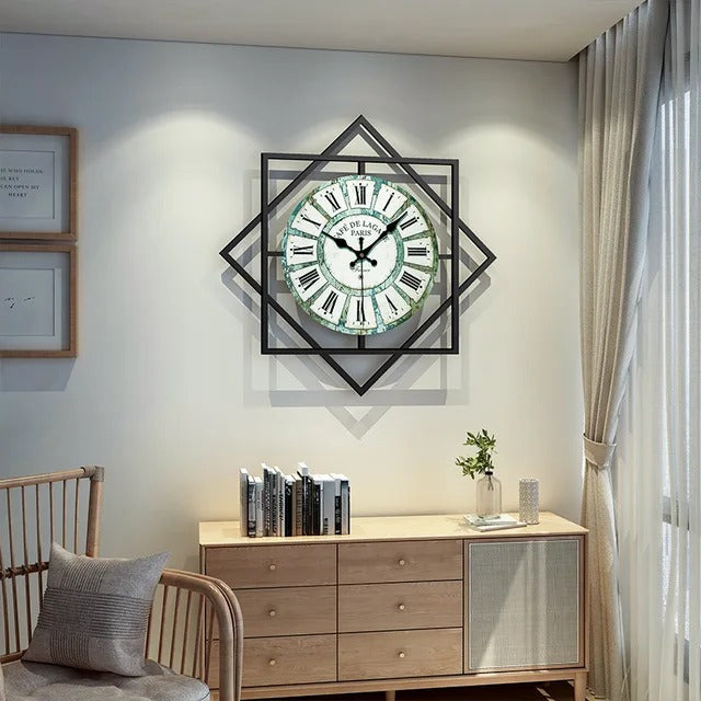 Geometric Design Metal Wall Clock Decor