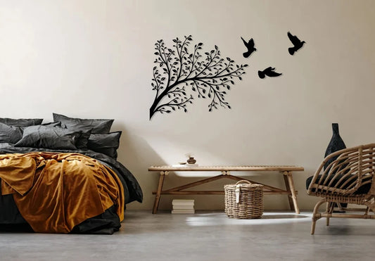 Metal Wall Art - Tree and Birds Metal Wall Decor