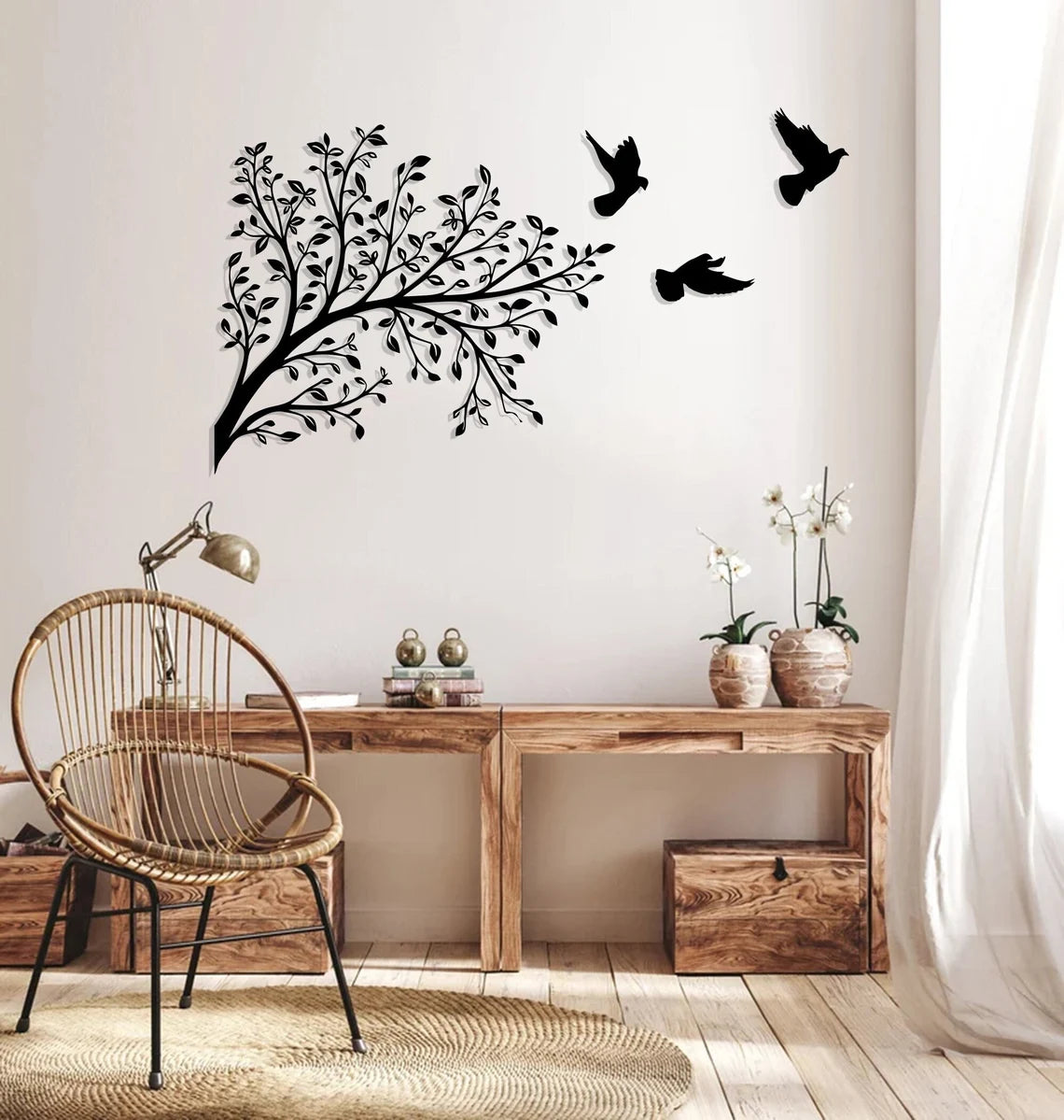 Metal Wall Art - Tree and Birds Metal Wall Decor