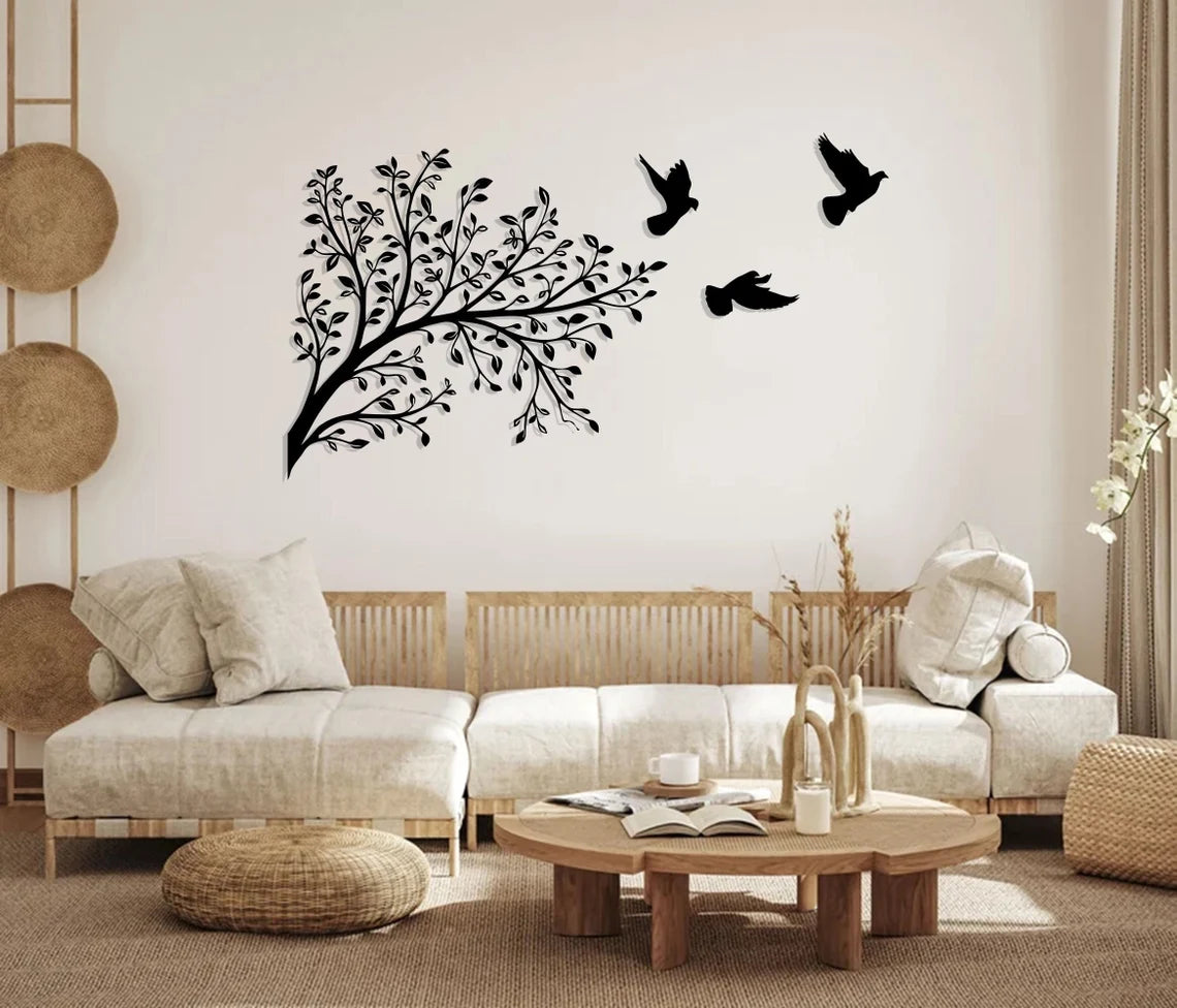 Metal Wall Art - Tree and Birds Metal Wall Decor