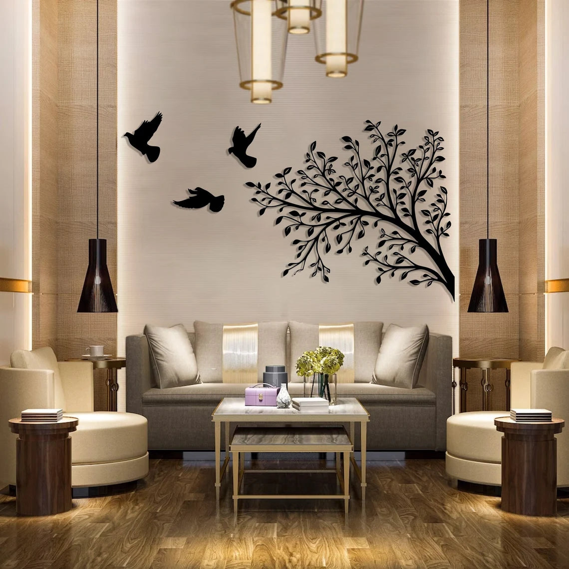 Metal Wall Art - Tree and Birds Metal Wall Decor