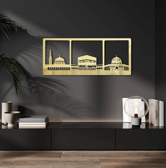 Islamic Metal Wall Art | Holy Kaaba | Masjid Al Aqsa | Masjid Al Nabawwi