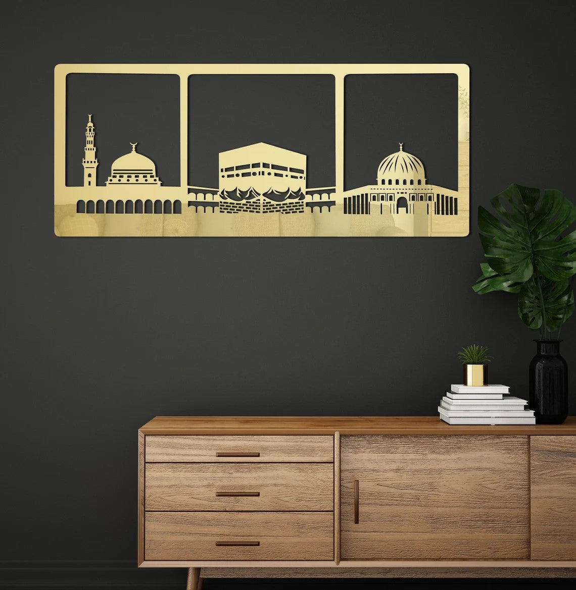 Islamic Metal Wall Art | Holy Kaaba | Masjid Al Aqsa | Masjid Al Nabawwi